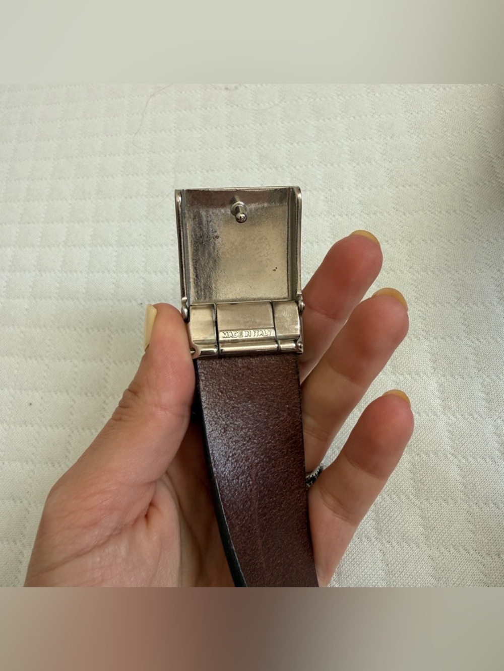 VTG 90s COACH Men Women Brown Leather Belt 42” Vegetable Tanned Cow Italy Buckle - Picture 3 of 15